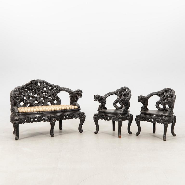 Furniture set, three pieces, China, circa 1900.
