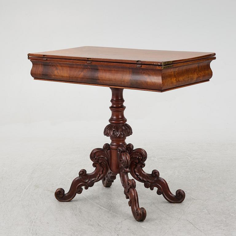 A rococo style card table, 19th century.