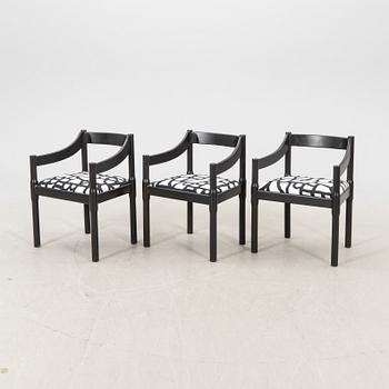 Vico Magistretti, a set of six Carimate chairs from Cassina later part of the 20th century.