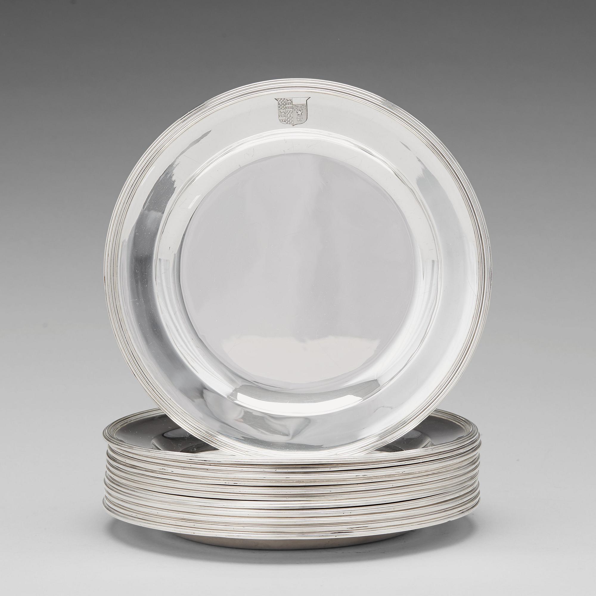 Hannah Northcote, tallrikar 12 st, silver, London 1807.