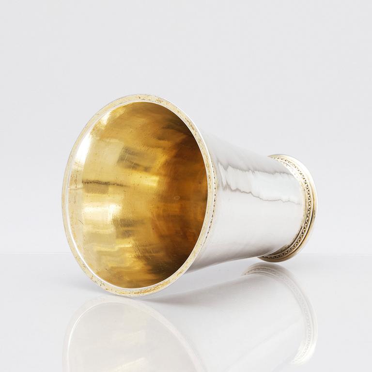 A Swedish 18th century parcel-gilt silver beaker, mark of Abraham Wirgman, Göteborg, 1715.