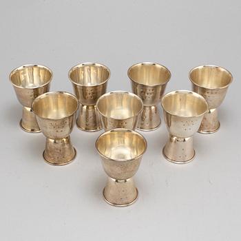 CODAN, bägare, 8 st, sterlingsilver. Mexiko, 1900-talets mitt.