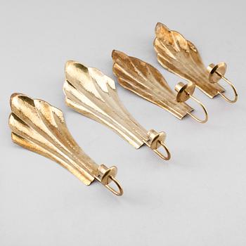 VÄGGLAMPETTER, 2 par, mässing, märkta YS och Arvika, 1900-talets mitt.