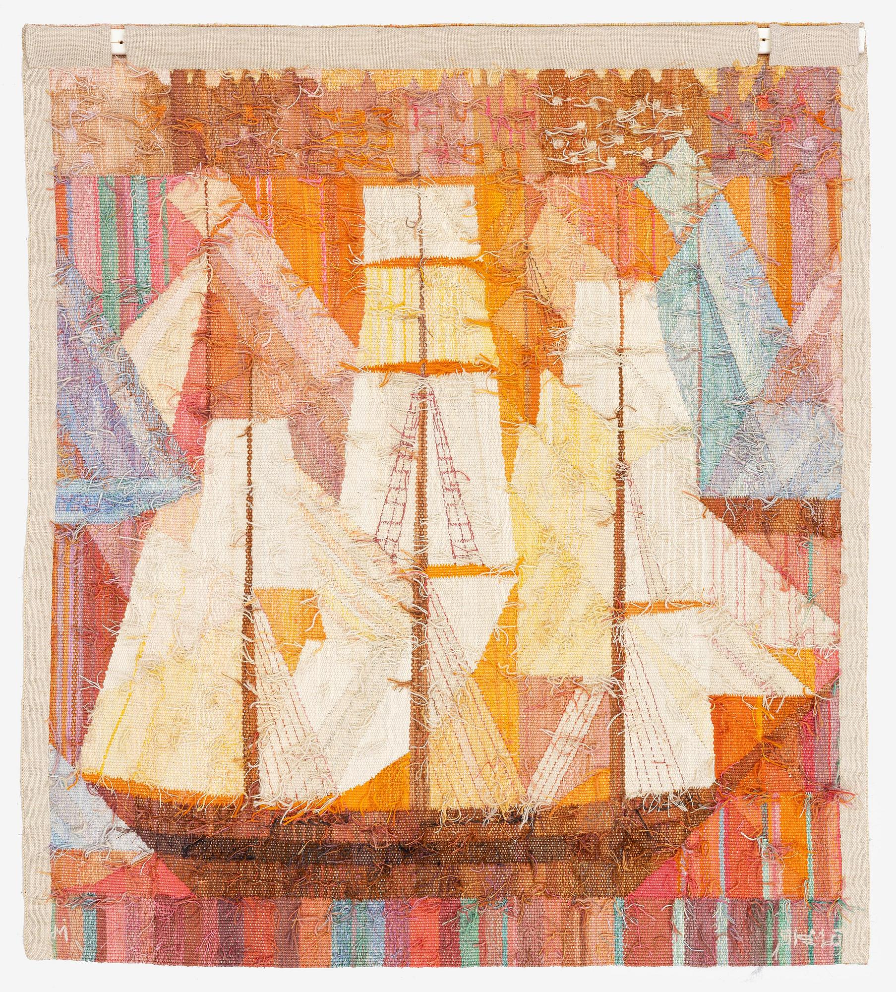 Marianne Richter, a tapestry, 'Strandvägsskuta' c. 107 x 96 cm, signed AB MMF MR.