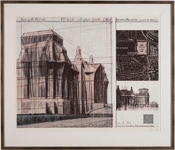CHRISTO & JEANNE-CLAUDE, offset in colours with collage, 1992, signed Christo in pencil.
