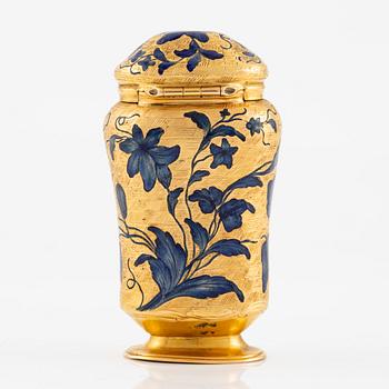 A Swedish 18th century 20K gold scent box, mark of Frantz Bergs, Stockholm 1753.