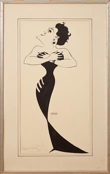 EINAR NERMAN, tuschteckning med täckvitt. Signerad.