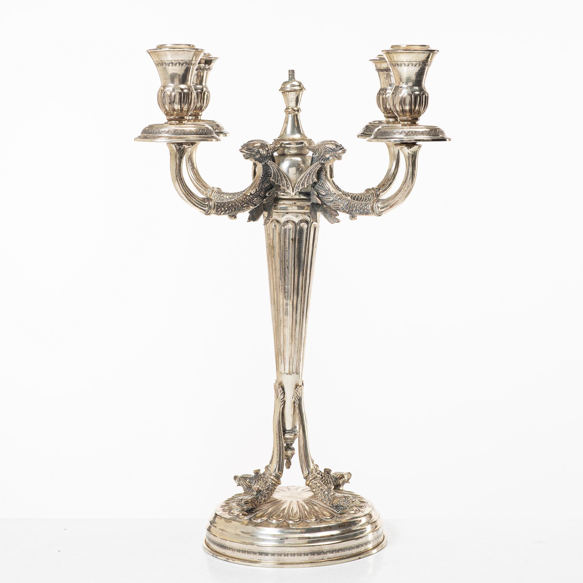 Candelabrum, silver, Empire style, 20th century.