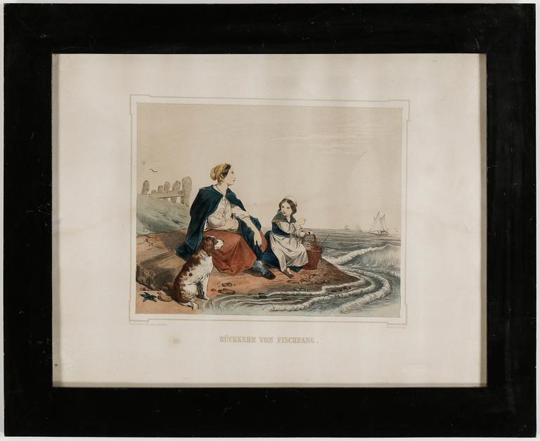 LITOGRAFISKA TRYCK, Tyskland, 1800-tal. En i ram från 1800-talets andra hälft.