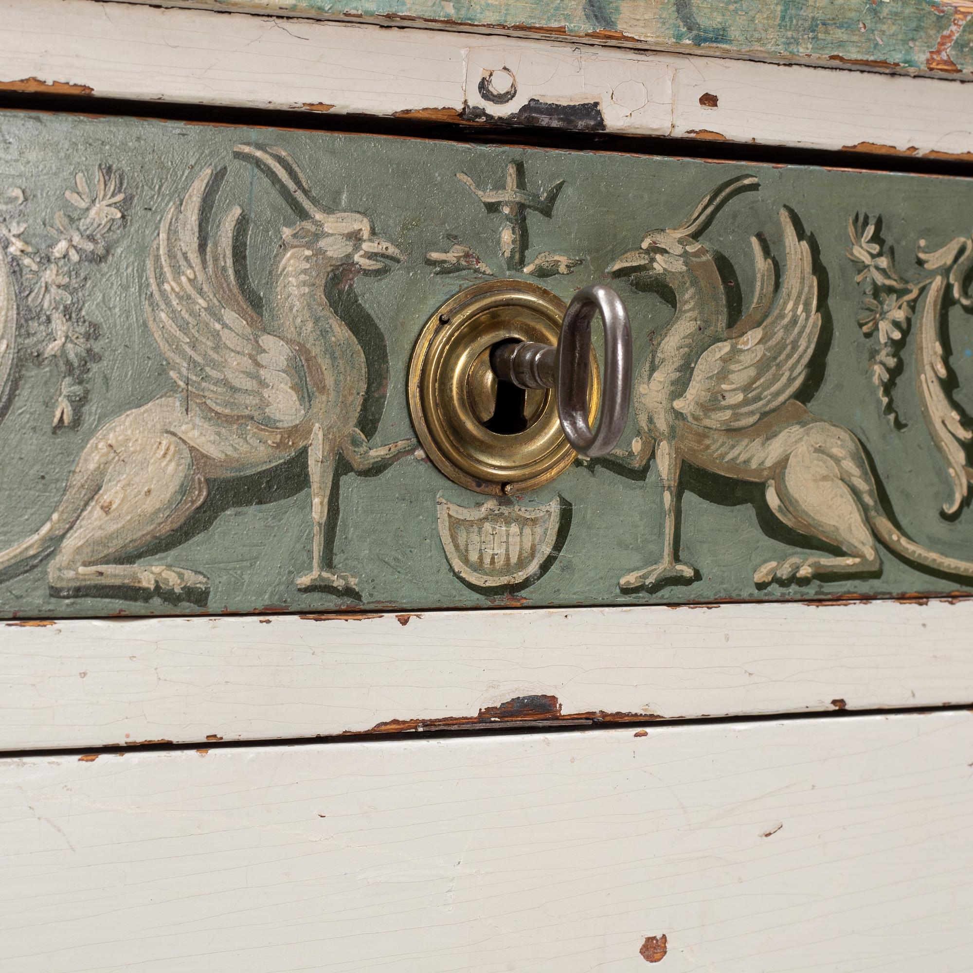 A Swedish late Gustavian commode, from Nils Asplind's workshop in Falun, active 1785-1820.