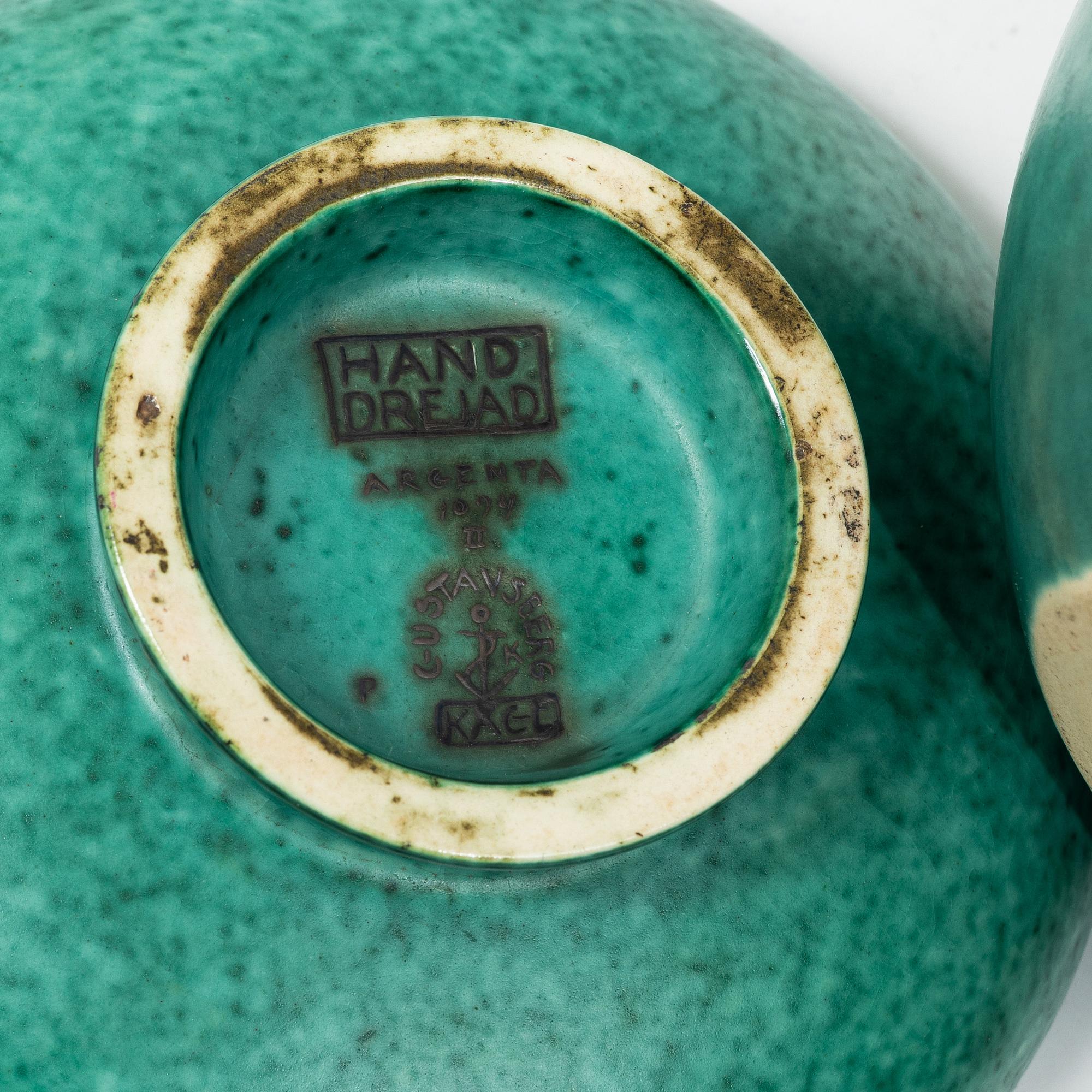 Wilhelm Kåge, two 'Argenta' vases and a bowl, Gustavsberg, 1930s/40s.