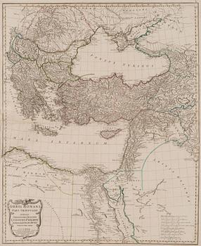 KARTA, Orbis Romani Pars Orientalis 1782, kopparstick, J.B.B. D'Anville.