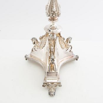 Essay bowl Neoclassical style first half of the 20th century, silver plate and glass.