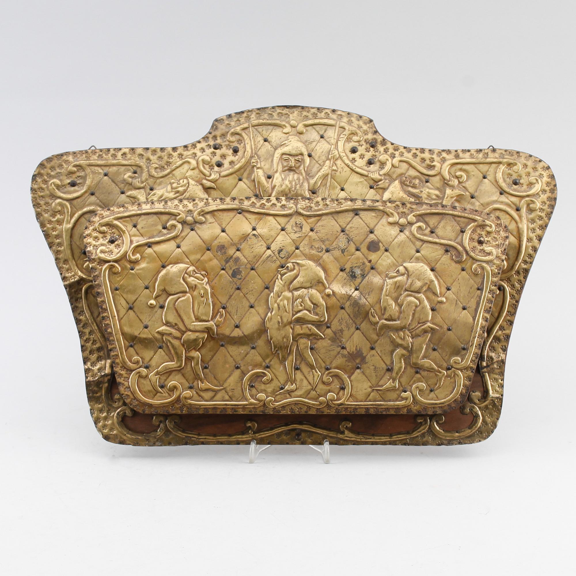 TIDNINGSSTÄLL, trä och mässing, 1900-talets början.