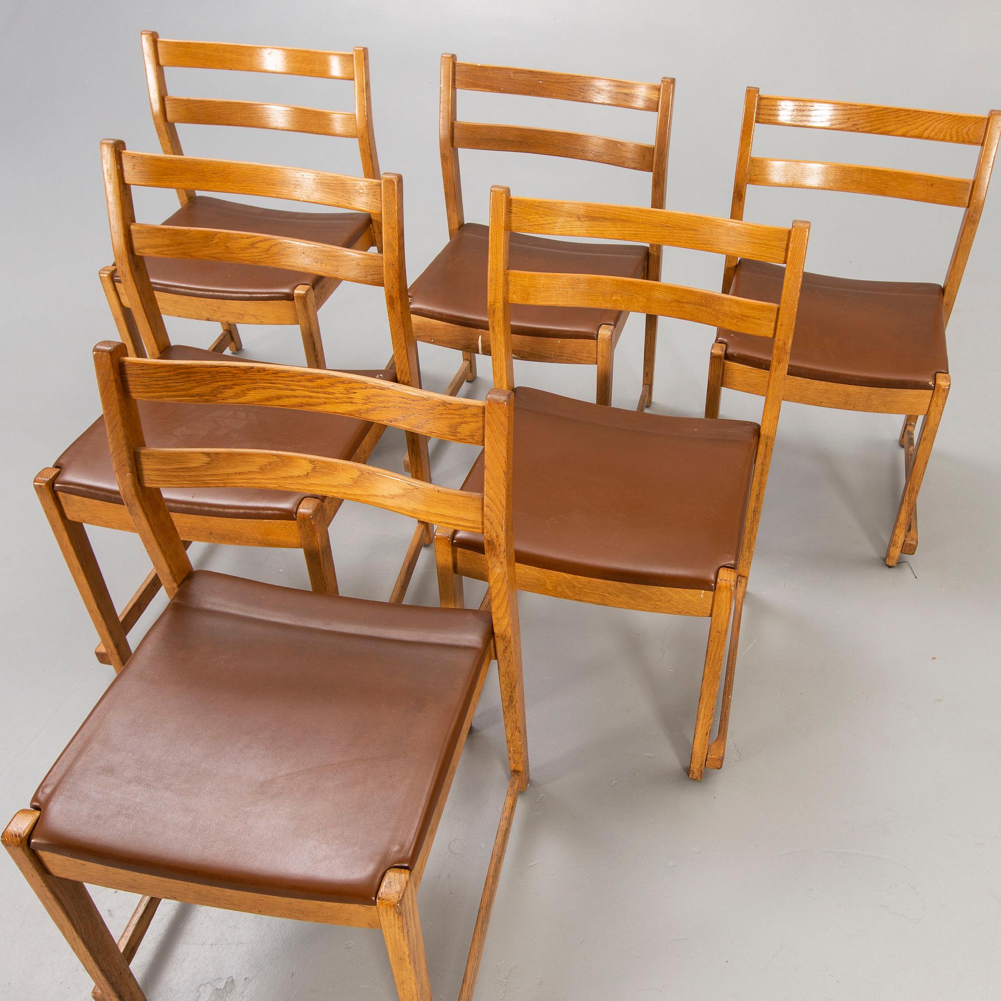 A set of six C1960s E Ekström oak chairs  from Alb Johansson & söner.