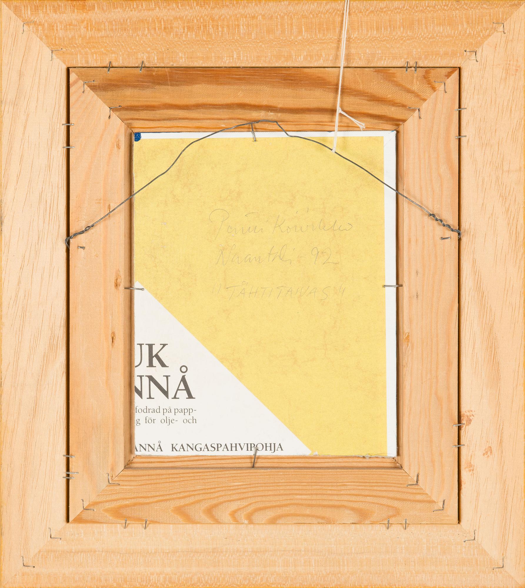 Pentti Koivikko, öljy levylle, signeerattu ja päivätty -92.