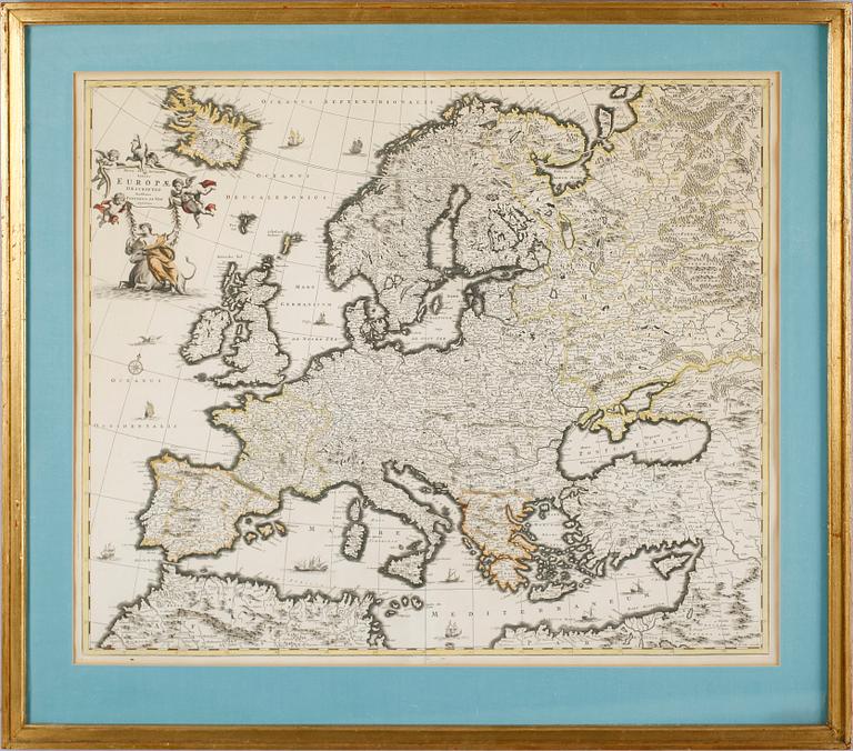 KOPPARSTICK, karta, kolorerad, Frederick de Wit, 1600-/1700-tal.