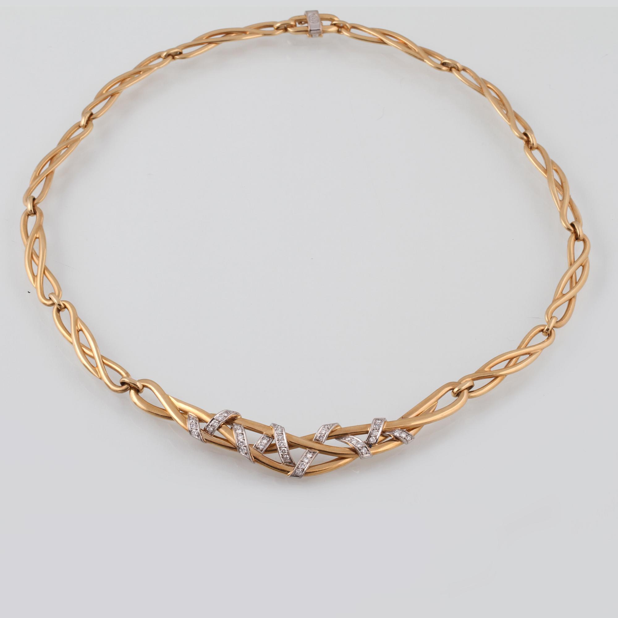 COLLIER, 18K guld samt briljantslipade diamanter ca 0.78 ct, Engelbert, Stockholm, 1997. Vikt 49,4 gram.