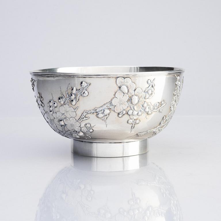 A Chinese Export silver bow, stamped WH, Wang Hing & Co. Hong Kong & Canton 1880's.