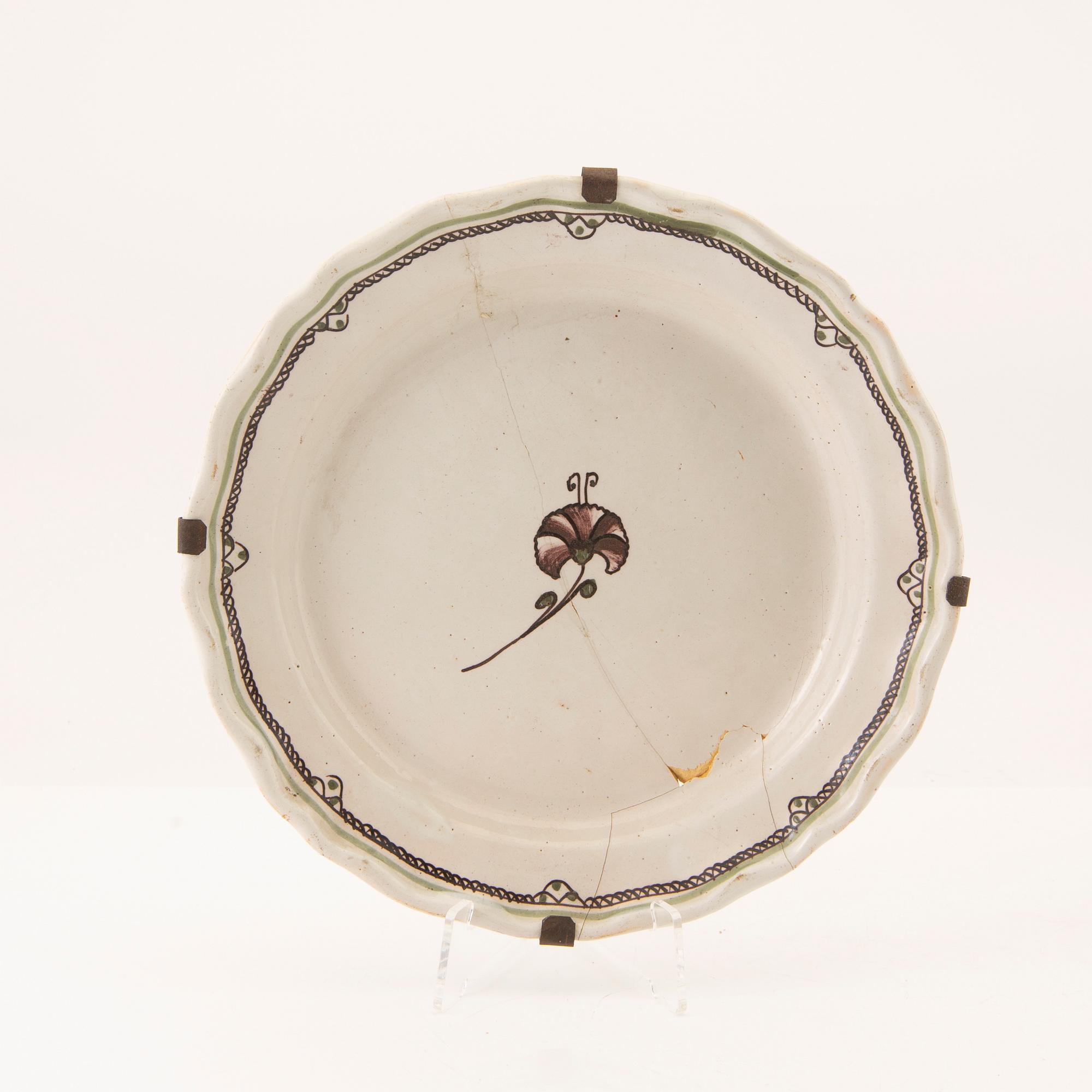 Plates 6 pcs Holland/France mid-18th century faience.