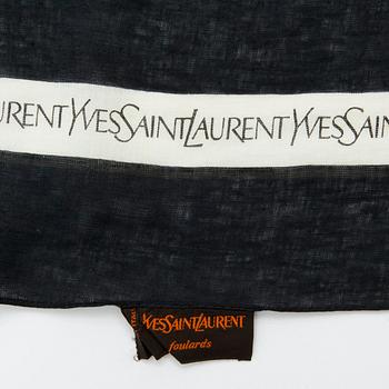 YVES SAINT LAURENT, a blue cotton blend shawl.