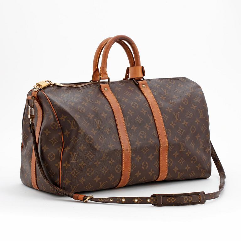 LOUIS VUITTON, a monogram canvas weekendbag, "Keepall Bandouliere 45".