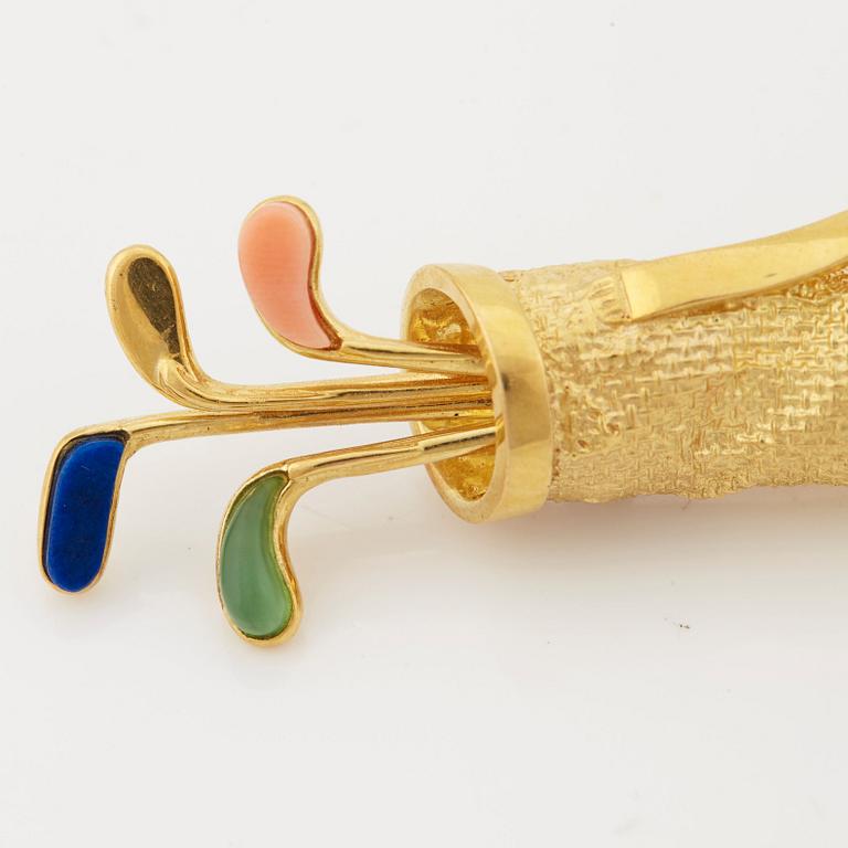 A 1950/60's lapis lazuli and coral brooch.