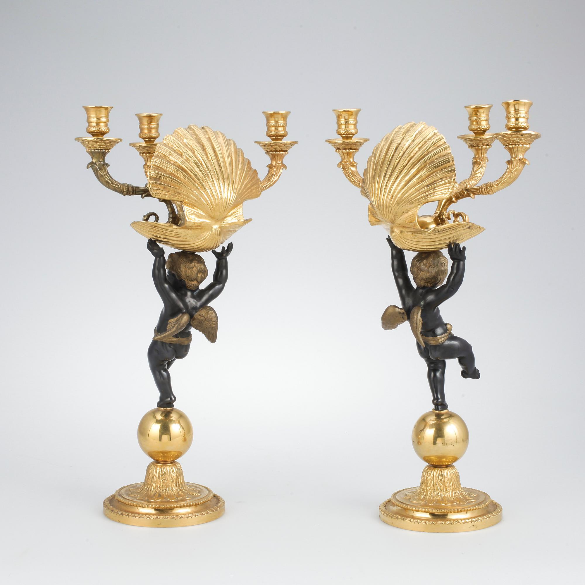 KANDELABRAR, ett par, Louis XVI-stil, 1900-tal.