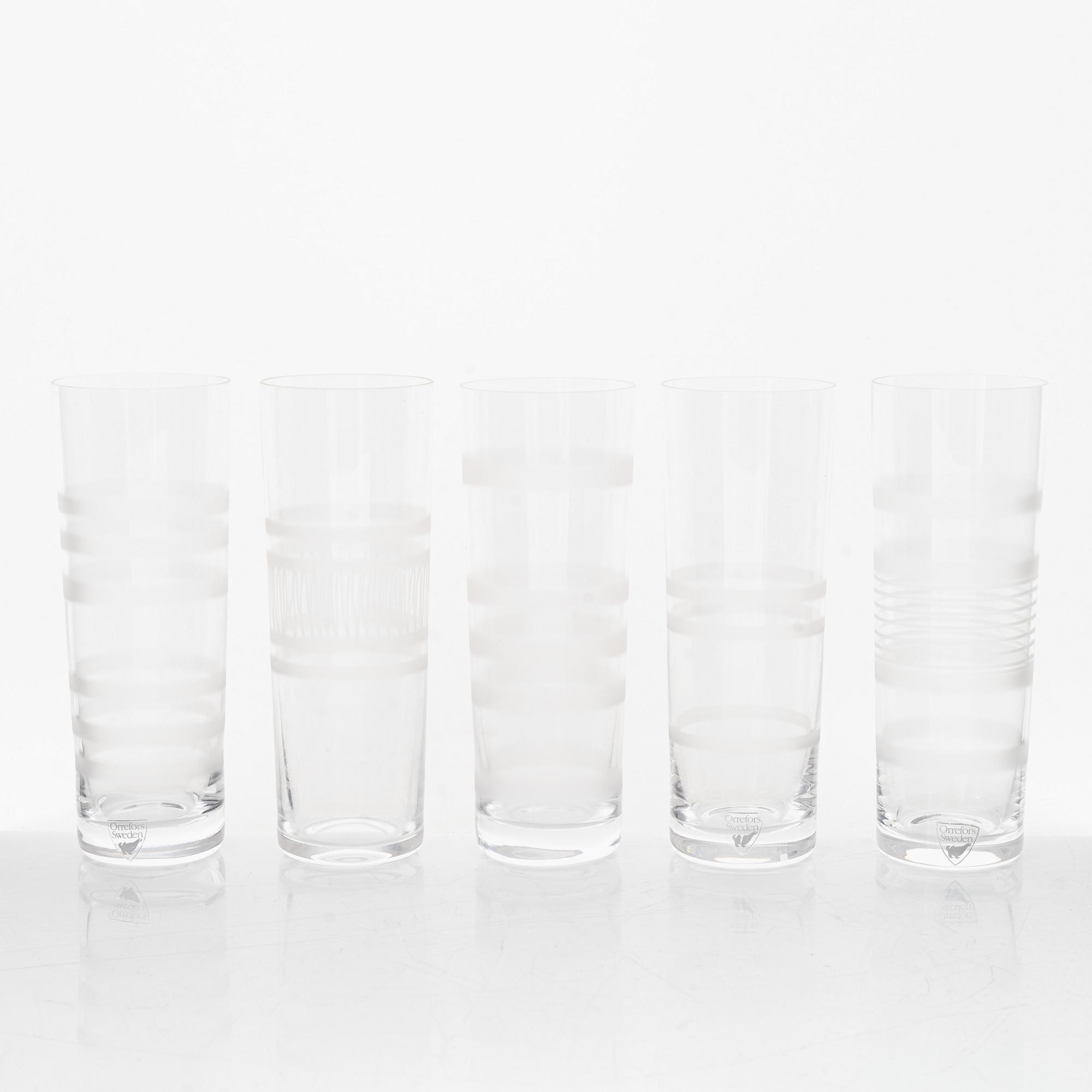 Ingegerd Råman, champagneglas, 10 st, "Slowfox", Orrefors, 1900-talets senare del.