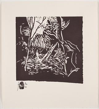 Barry Flanagan, linoleum cut. Signed and numbered 3/10. Dated - 75.