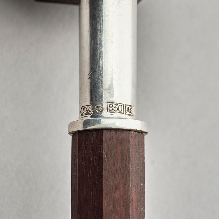 Firma Kultakeskus Oy, a silver and wood ceremonial mallet, Hämeenlinna, Finland 1978.