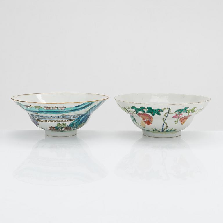 Two porcelain Qing dynasty bowls. China 20th century.