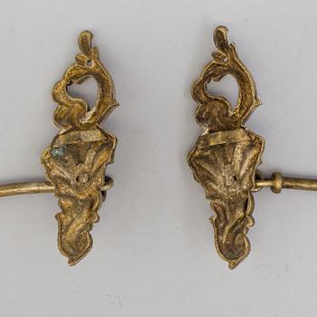GARDINOMFÅNG, ett par, metall, rokoko-stil, 1900-tal.