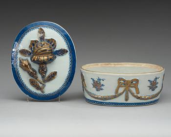 TERRIN med LOCK och FAT, kompaniporslin. Qing dynastin, Qianlong (1736-1795).