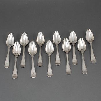 A Swedish set of eleven 19th century silver spoons, mark of ID Blomsterwall, Gothenburg 1825.