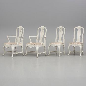 SALONGSGRUPP, 6 delar, Rokokostil, 1900-talets mitt.