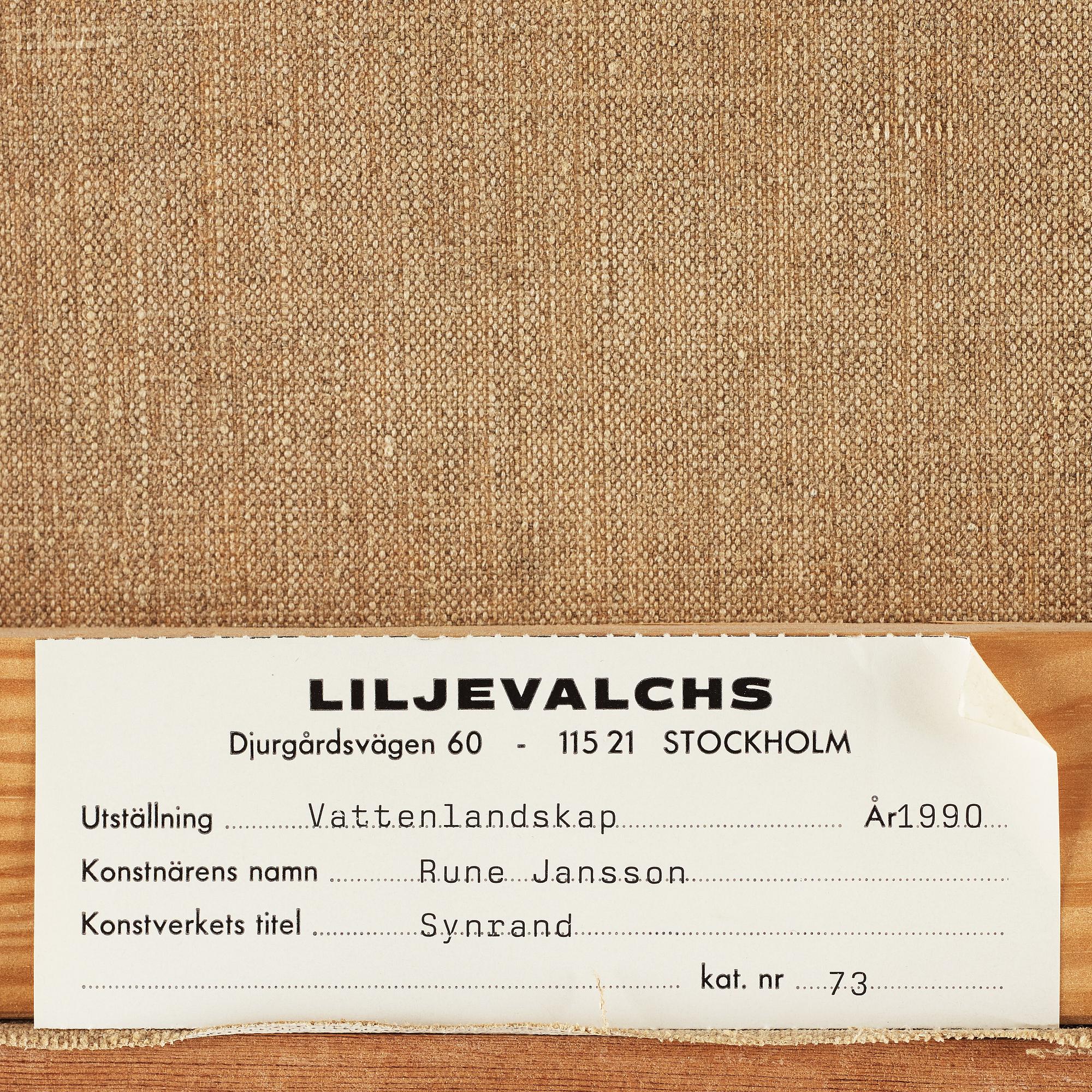 RUNE JANSSON, oil on canvas, signed and dated -81.