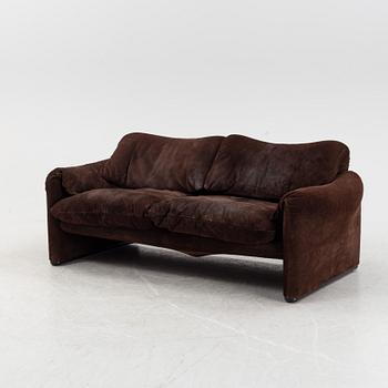 Vico Magistretti, a dark brown suede two-seated 'Maralunga' sofa, Cassina, Italy.