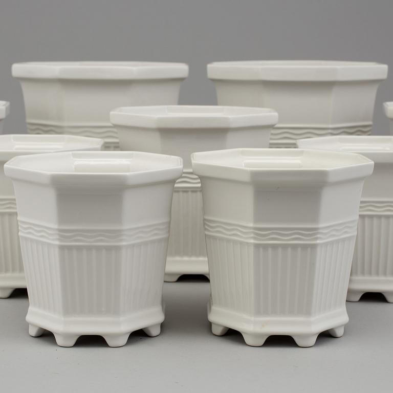 Eleven Swedish porcelain plant pots, Prins Eugen, 'Waldemarsudde', Rörstrand.
