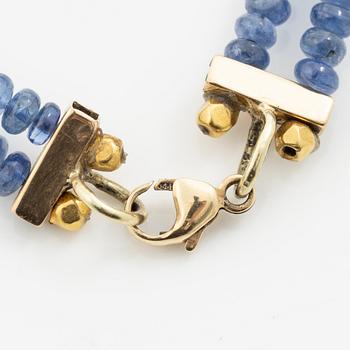 Bracelet, 14K gold with two rows of sapphires.