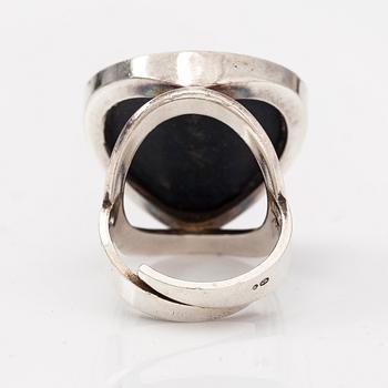 Jorma Laine, A silver ring with a spectrolite. Turun Hopea, Turku 1973.