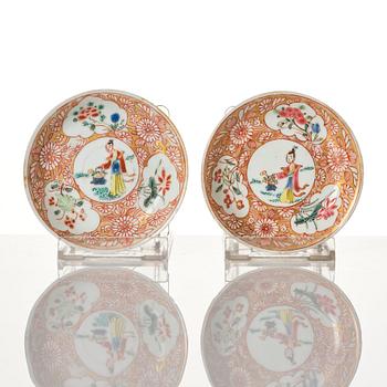 A pair of famille rose miniature cups with stands, Qing dynasty, 18th Century.