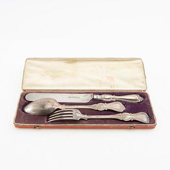 Christian Brockmann Travel Cutlery 3 dlr in case "Olga" silver Karlstad 1870.