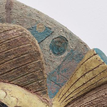 Tyra Lundgren, a stoneware relief 'Yellow fish', probably 1950's.