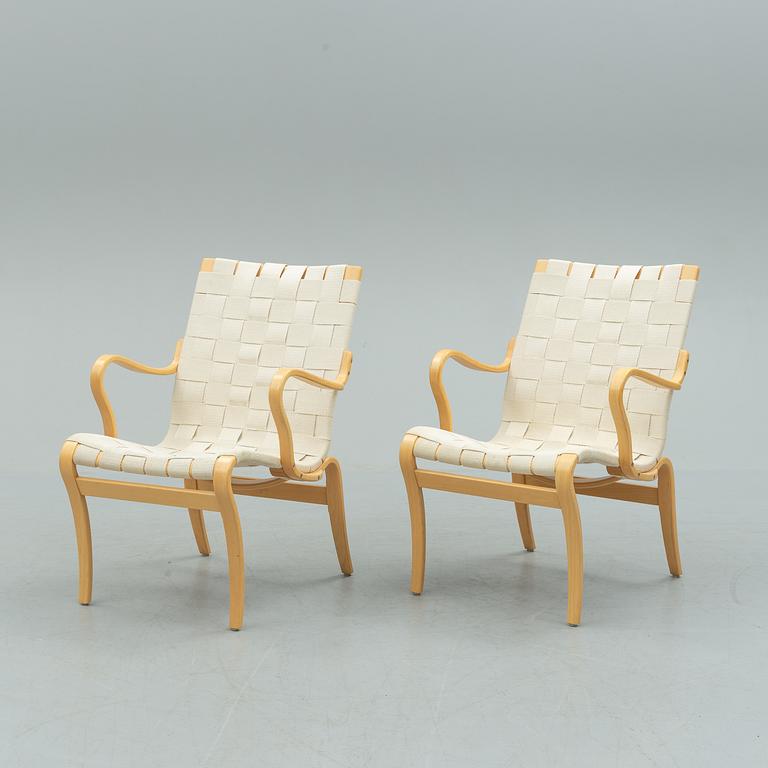 A pair of second half of the 20th century 'Mina' armchairs by Bruno Mathsson.