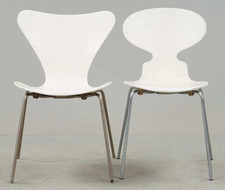 STOLAR, 2 st, "Myran" och "Sjuan", Arne Jacobsen, Fritz Hansen.