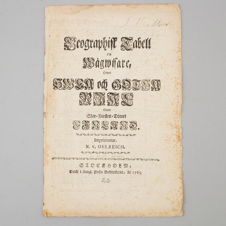 SWEDISH topography. (Holmen, BENGT), 1765.