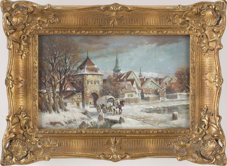 OKÄND KONSTNÄR, olja, signerad F Bahr, omkring 1900.