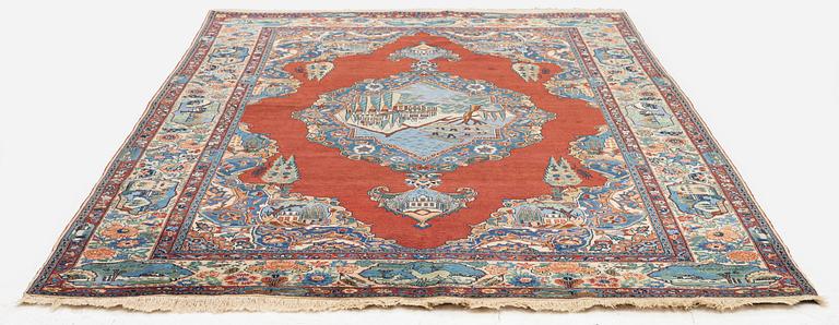 A semi-antique Kashan rug, Central Persia, c. 211 x 132 cm.