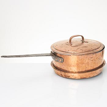 A copper saucepan, from the royal household of Sofia albertina, Sweden, 18th-19th century.
